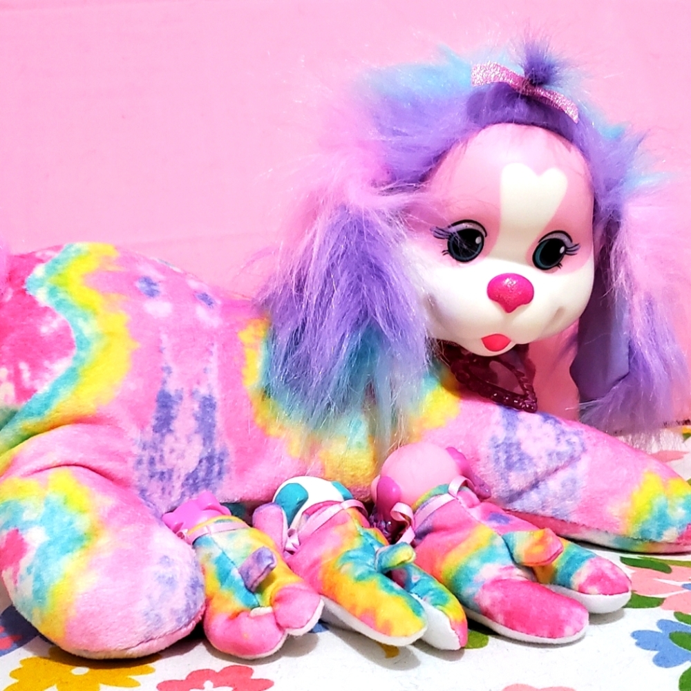 SOLD Puppy Surprise Just Play Taffy rainbow tie-dye psychedelic dog plush
